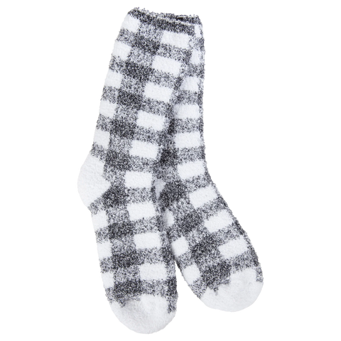 Black Check Fuzzy Socks