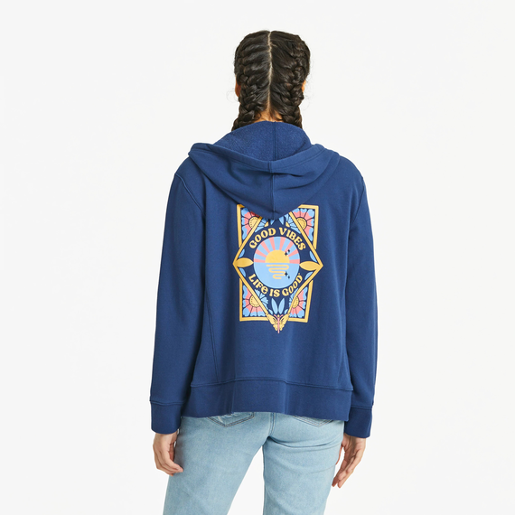 Good Vibes Floral Zip Hoodie