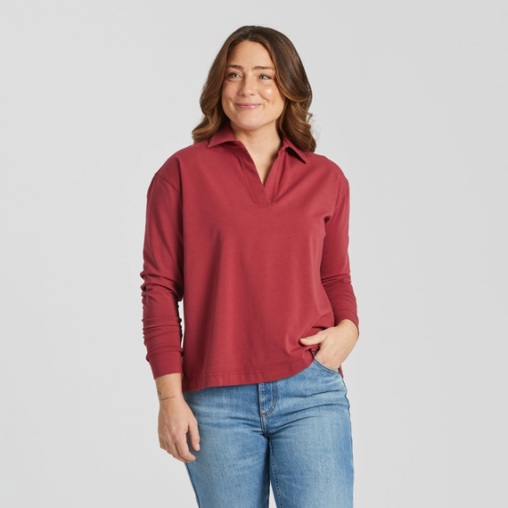 Collared Pullover Cranberry Red