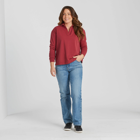 Collared Pullover Cranberry Red