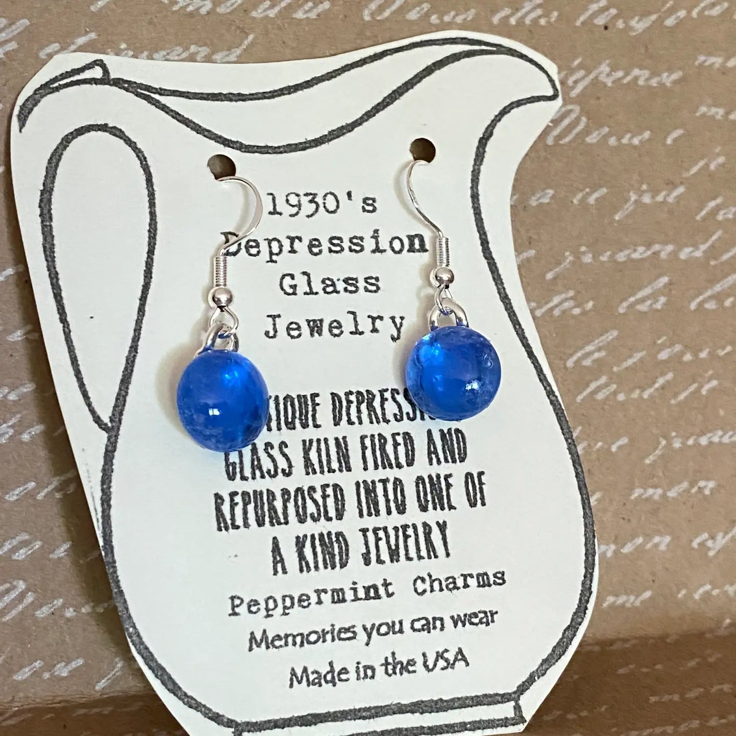 Cobalt Depression Glass Earring