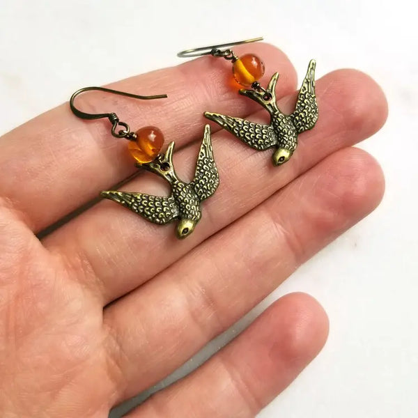 Amber Bird Earrings