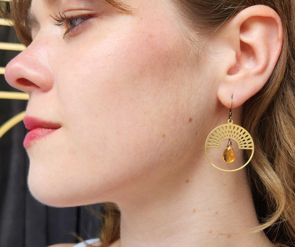 Citrine Rainbow Arc Earrings