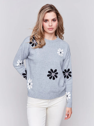 Gray Flower Power Sweater