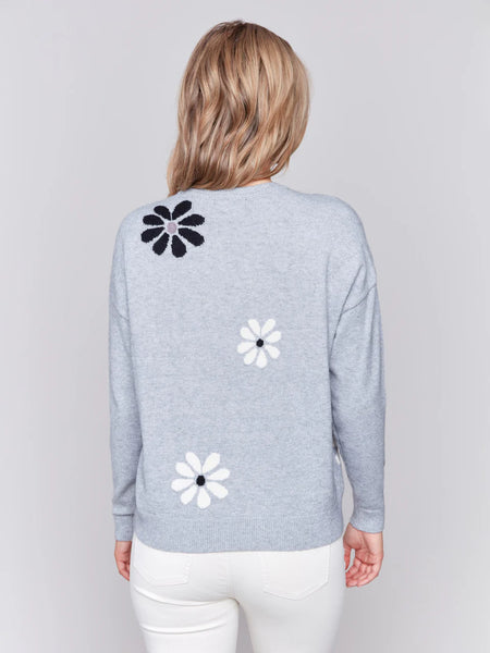 Gray Flower Power Sweater