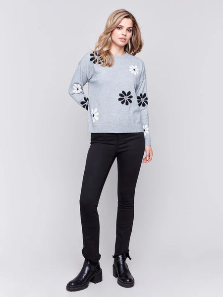 Gray Flower Power Sweater