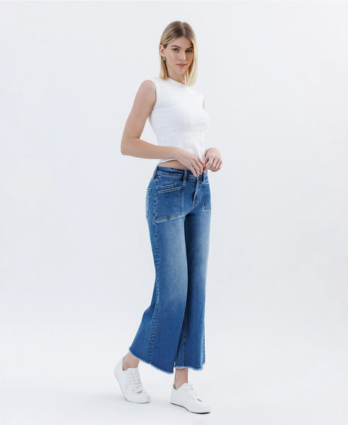 HR Wide Leg Raw Hem