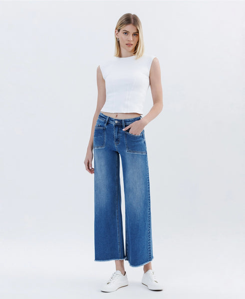 HR Wide Leg Raw Hem