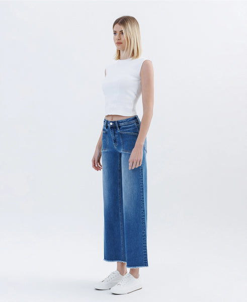 HR Wide Leg Raw Hem