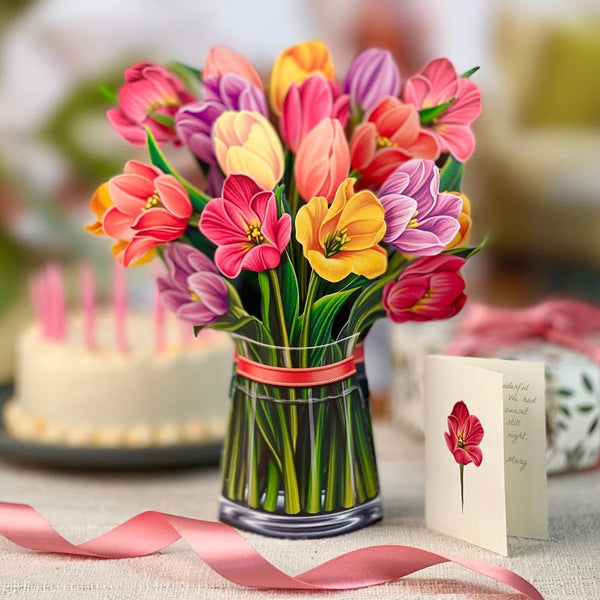 Festive Tulips Pop Up Card