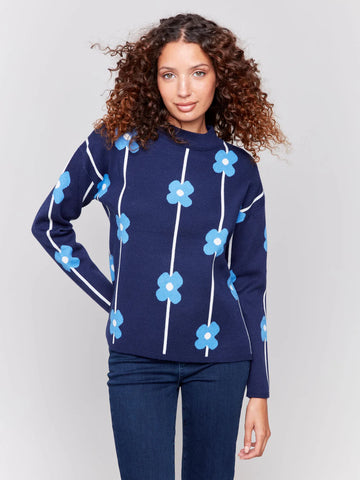 Navy Flower Sweater